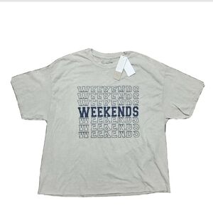 NEW True Vintage Weekend Graphic Raw Hem Top